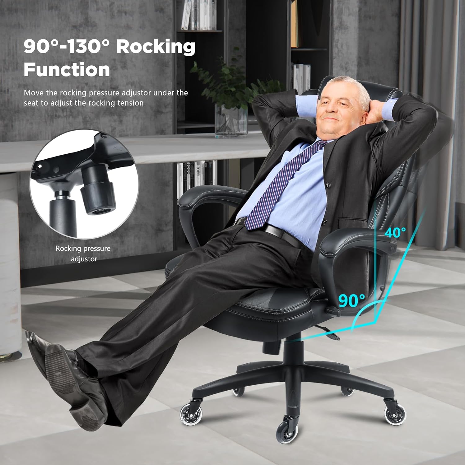 Executive Office Chair with Lumbar Support 400lbs Breathable Fabric Big and Tall Office Chair