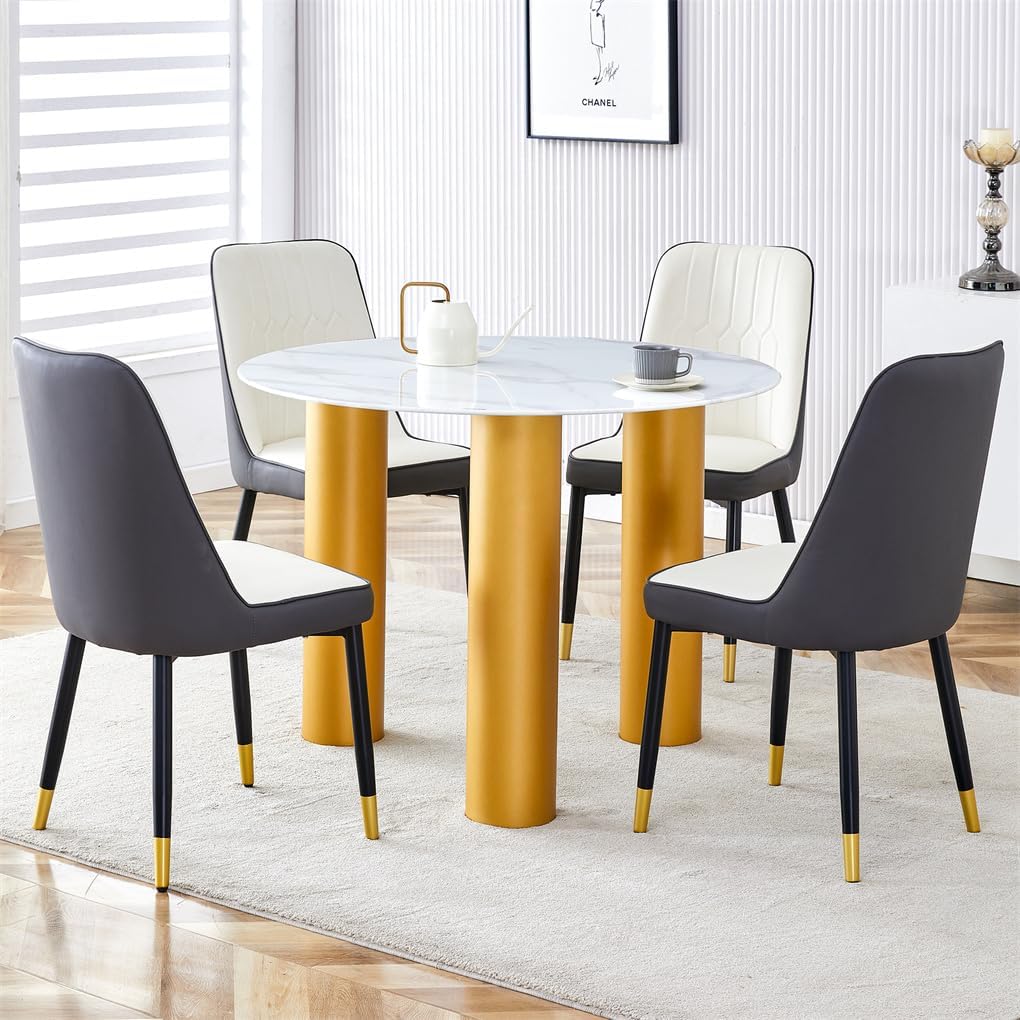 Round Dining Table Set for 4,40'' Glass Dining Table Set