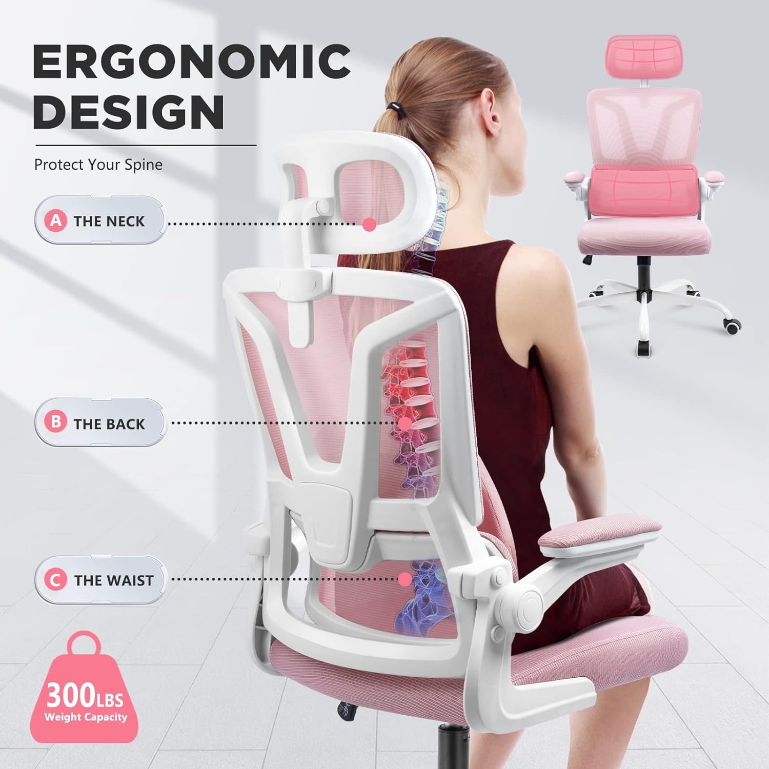 Mesh Office Chair with Adjustable Arms & Headrest