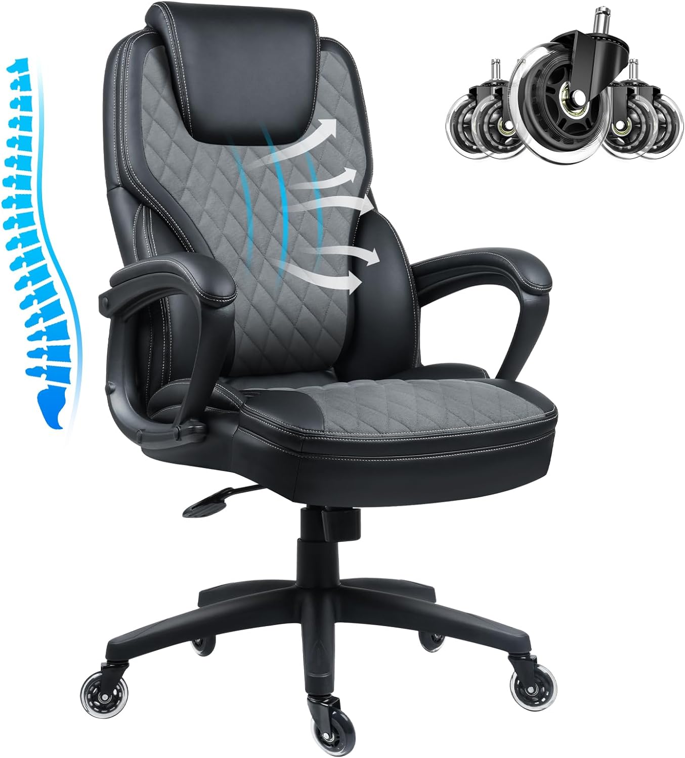 Executive Office Chair with Lumbar Support 400lbs Breathable Fabric Big and Tall Office Chair