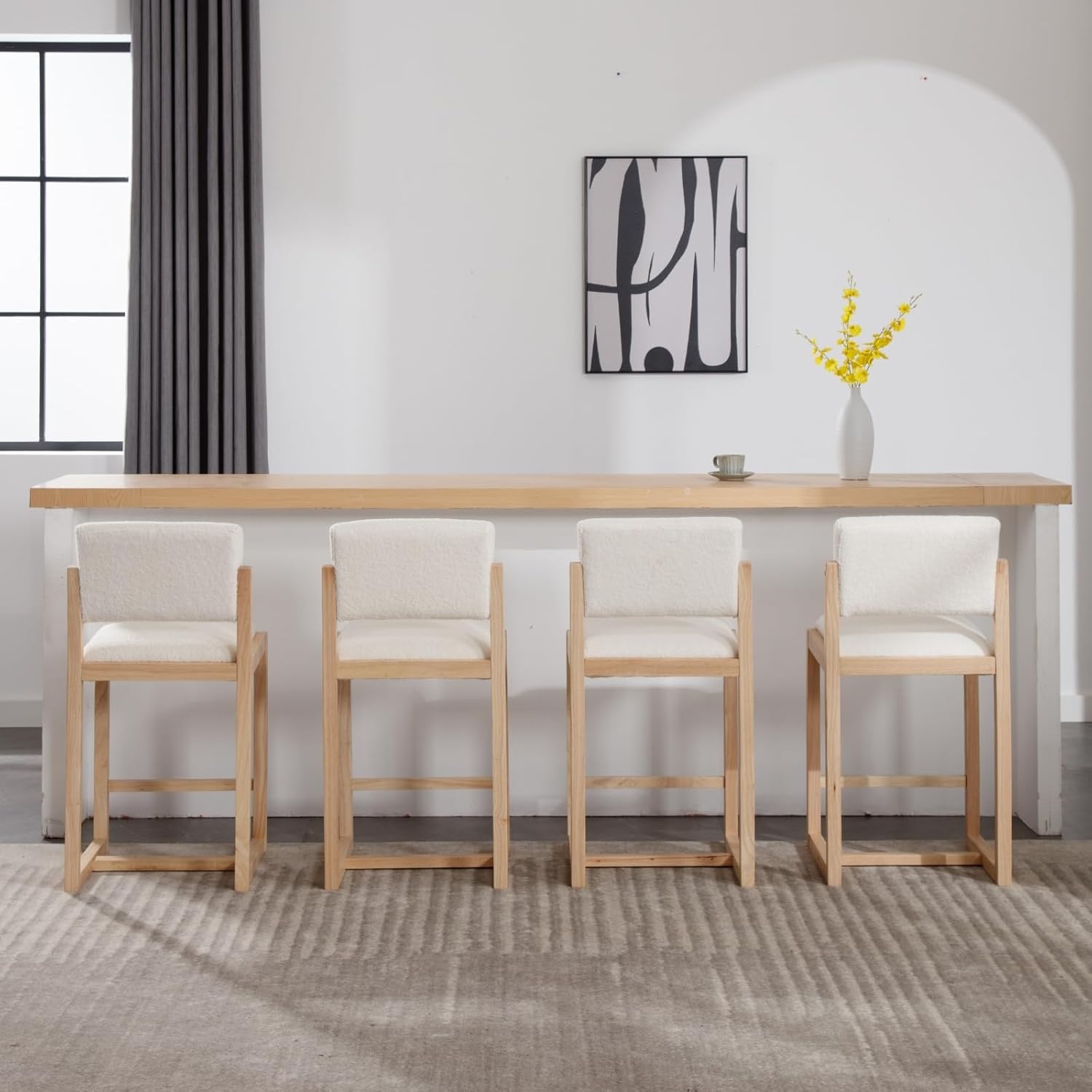 Modern Bar Stools Set of 2, 26" Counter Height Barstools