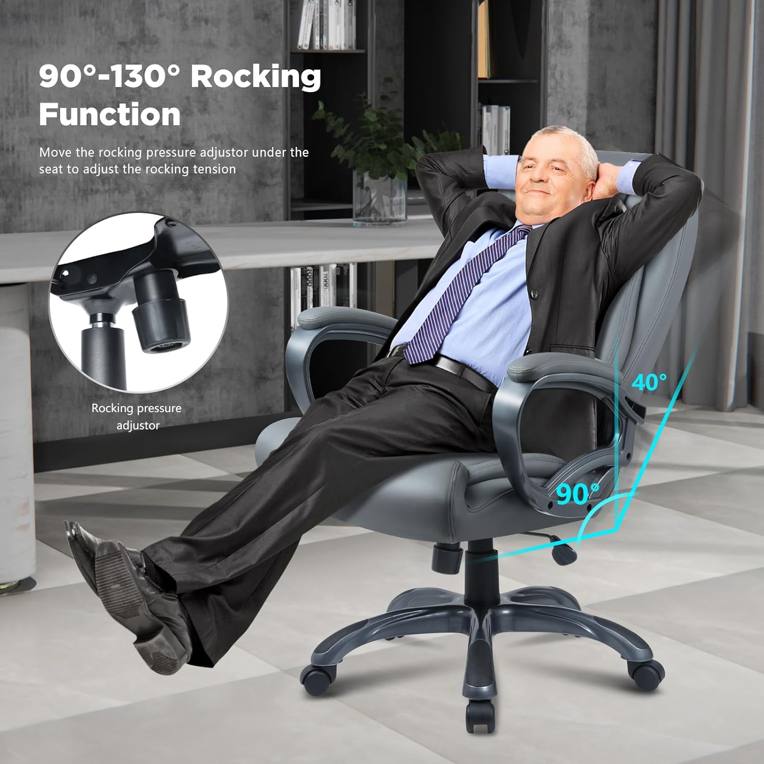 Executive Office Chair 400lbs Big and Tall Office Chair for Heavy People Wide Seat