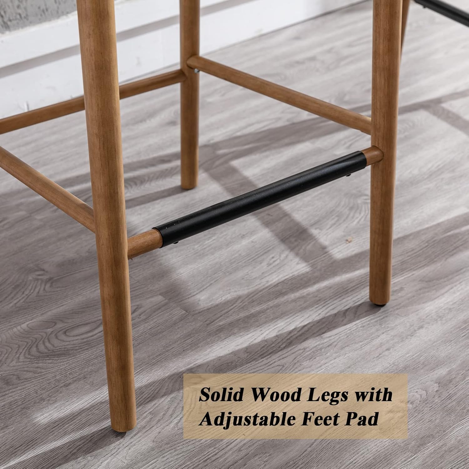 Modern Beige Rattan Counter Stools Set of 2, 26 Inch Height