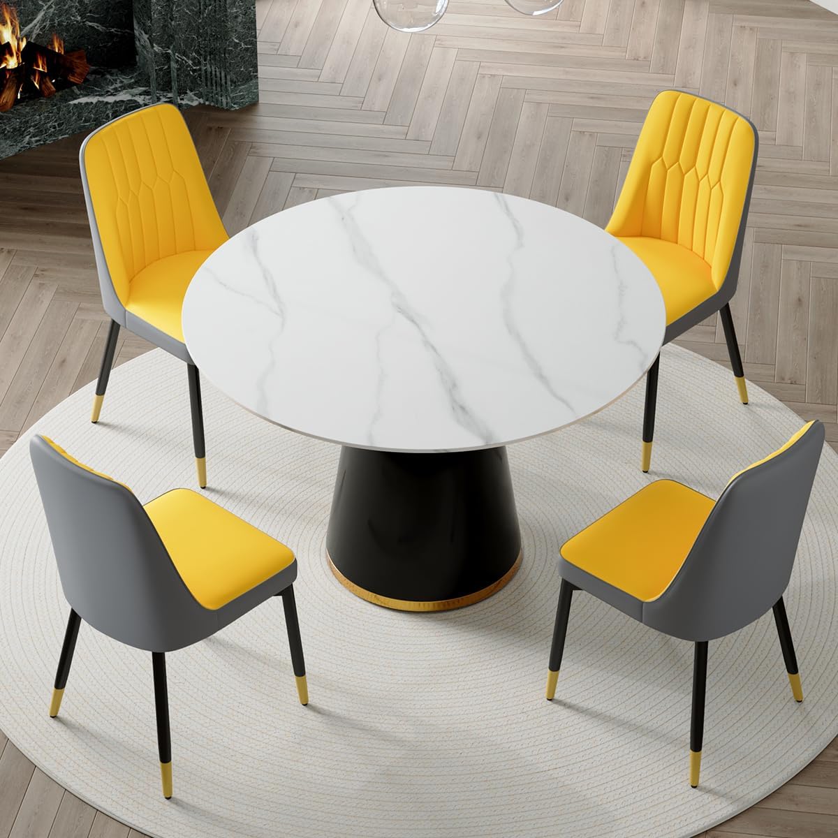 Round Dining Table Set for 4, Modern Round Dining Table Small 45 Inch