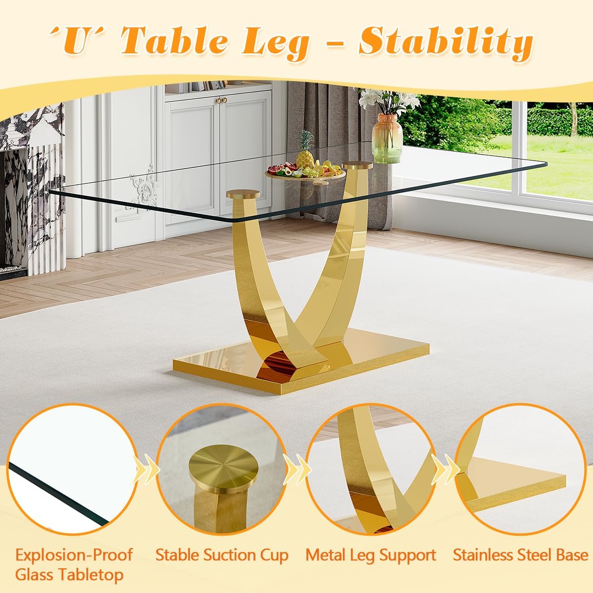 Glass Dining Table Set for 8, Dining Table Set for 8, 71" Dining Table with 8 Chairs Set 8 for Home
