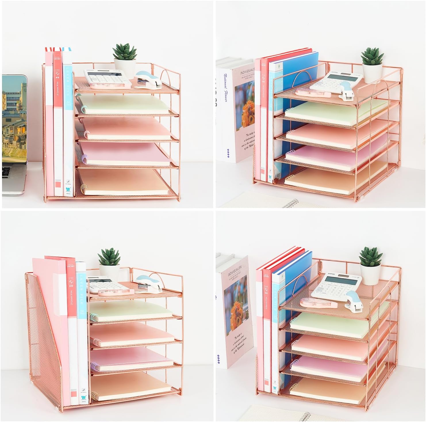Desk Organizers and Accessories, 5-Tier Paper Letter Tray Organizer with File Holder, Office Supplies
