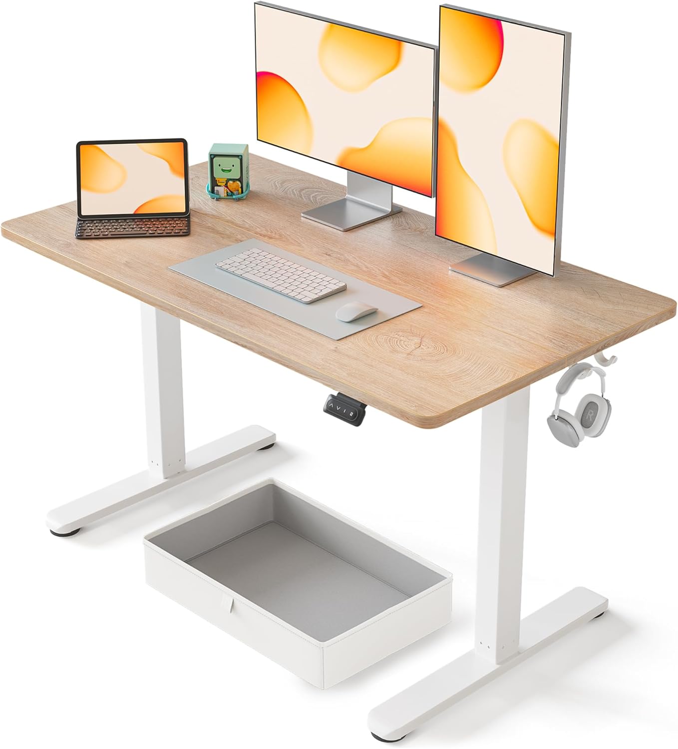 48 x 24 Inches Standing Desk with Drawer, Adjustable Height Electric Stand up Desk with Storage