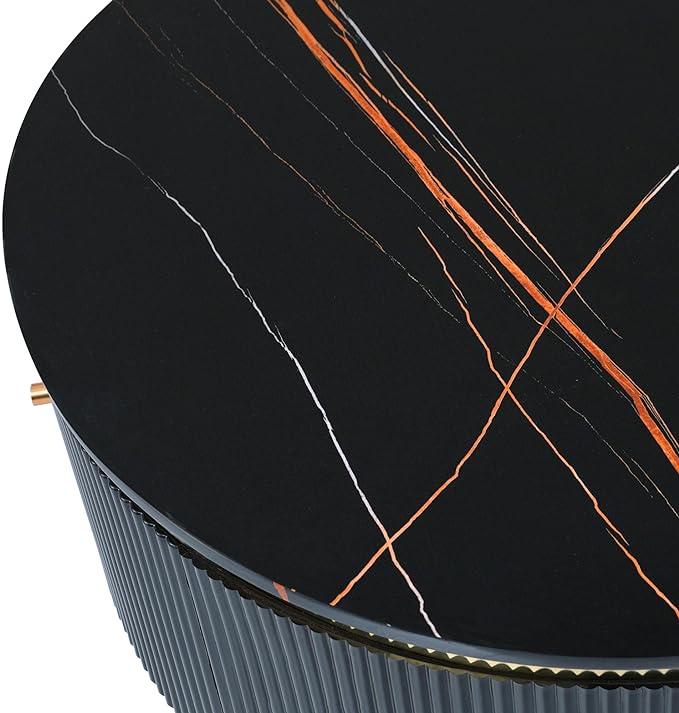 31.5" Modern Round Coffee Table with 2 Drawers