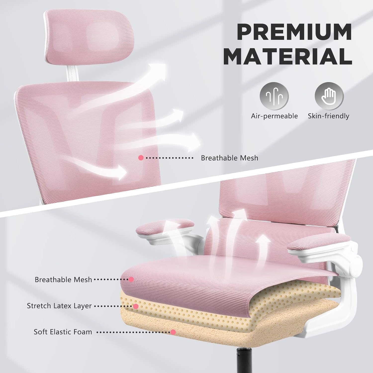 Mesh Office Chair with Adjustable Arms & Headrest