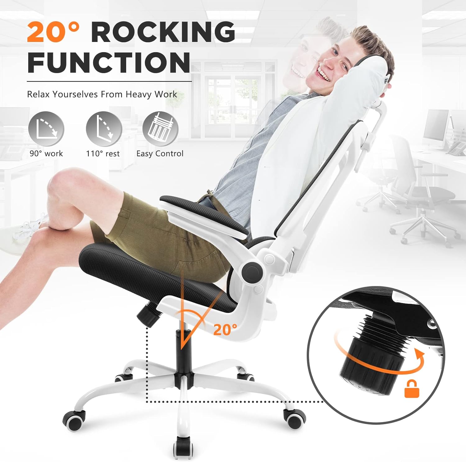 Black Ergonomic Office Chair with Lumbar Support Pillow