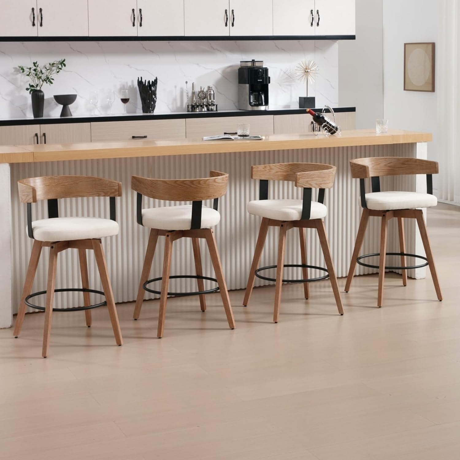 Swivel Bar Stools Set of 2-26" Counter Height Bar Stool with Footrest