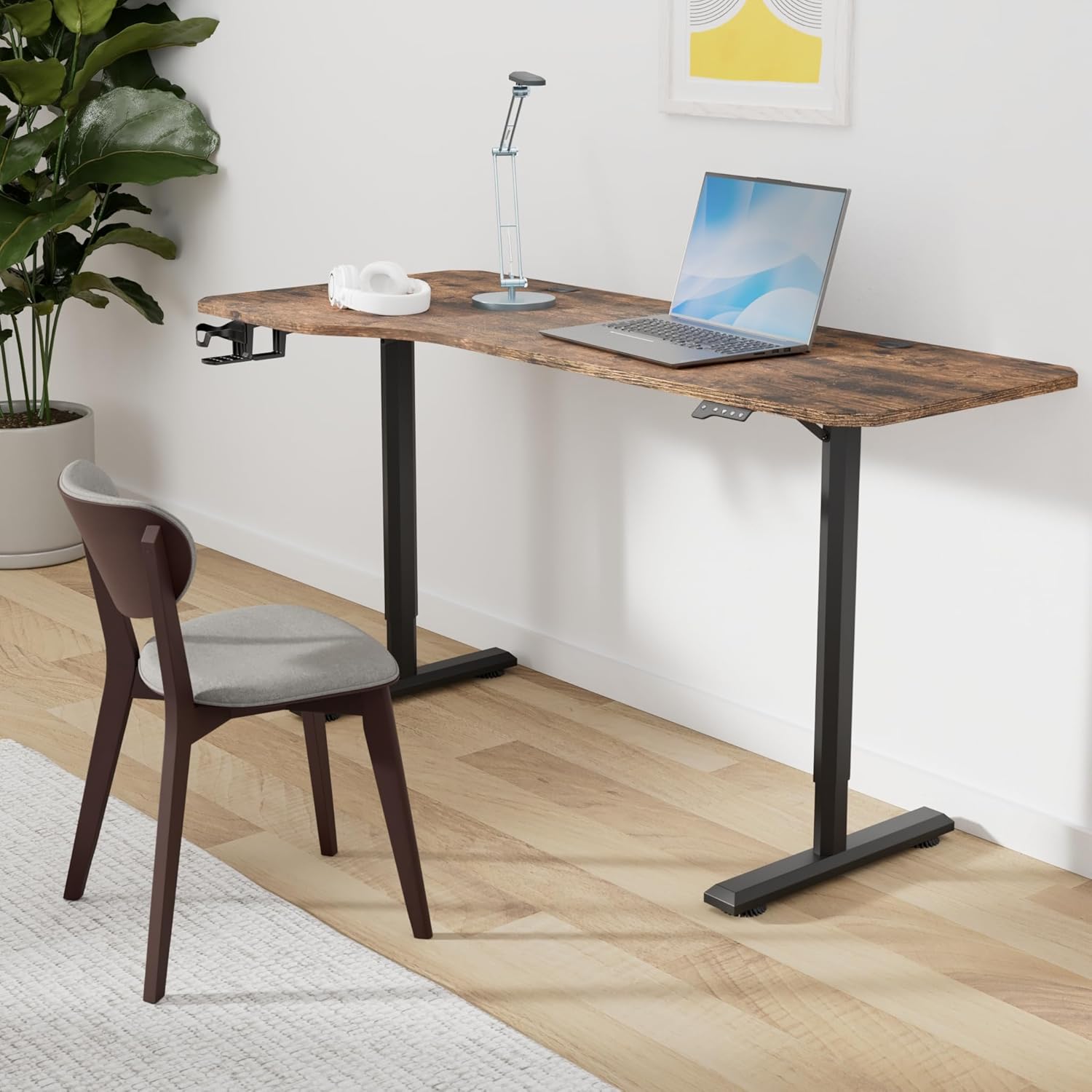 63"x28" L Shaped Standing Desk, Electric Stand up Height Adjustable Home Office Table