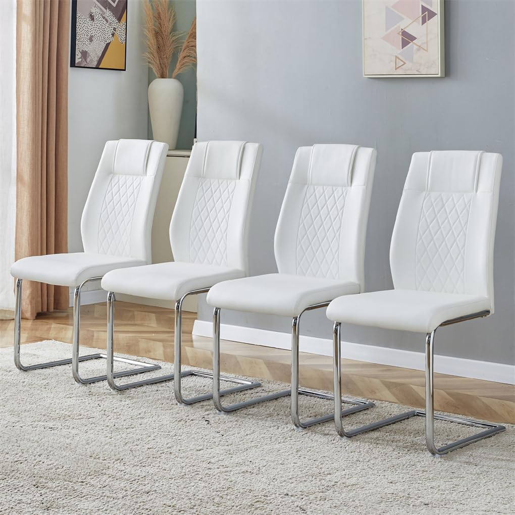 Dining Chairs Set of 4, Upholstered Diamond Grid Pattern Dining Chair