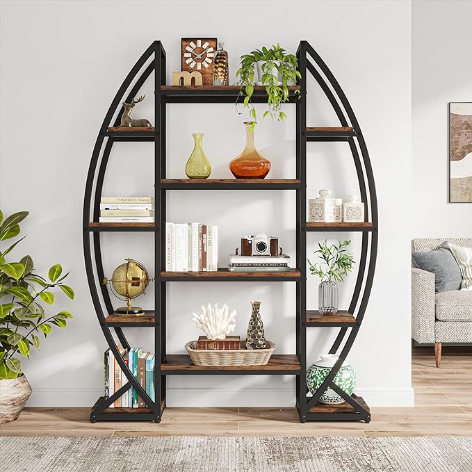 Triple Wide 5 Tier Etagere Bookcase