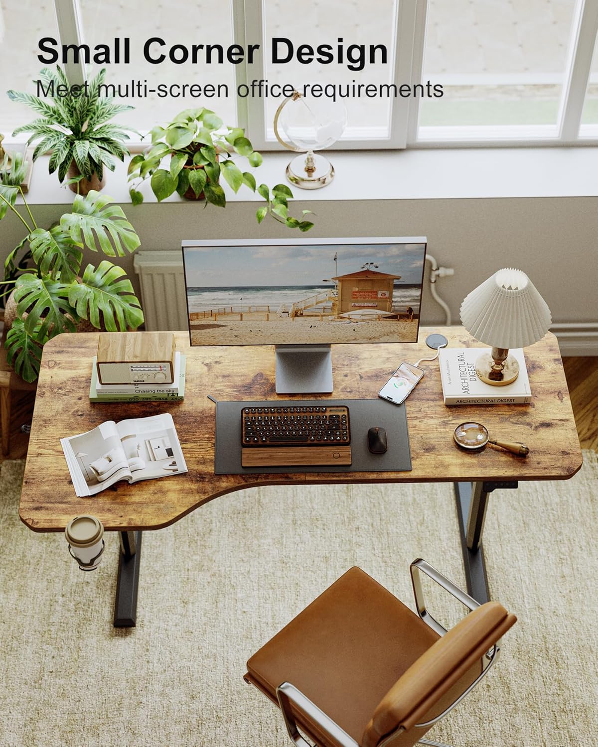 63"x28" L Shaped Standing Desk, Electric Stand up Height Adjustable Home Office Table