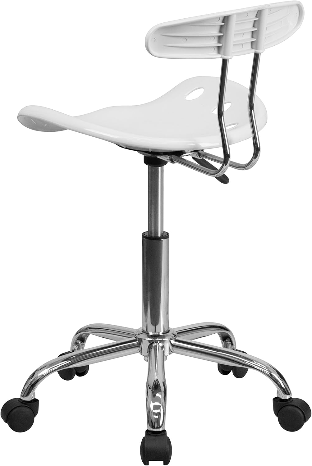 White and Chrome Swivel Task Office Chair with Tractor Seat