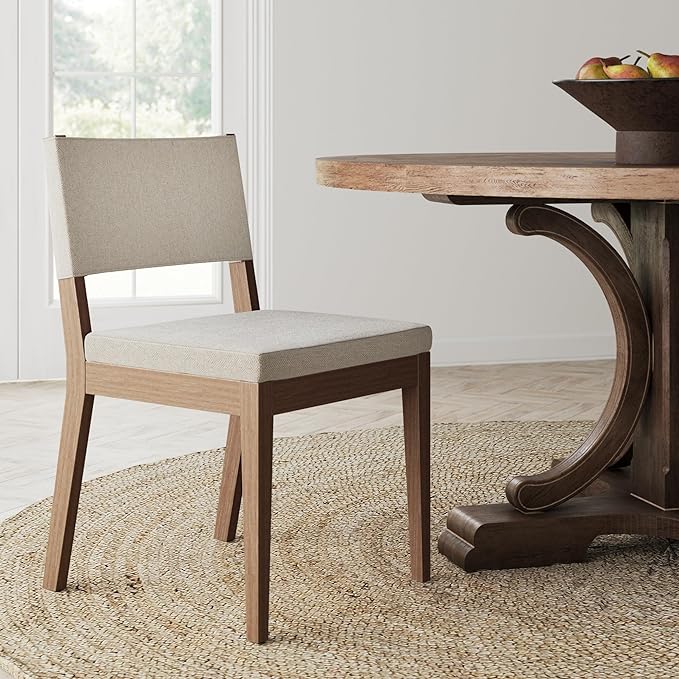 Modern Upholstered Dining Chair with Solid Rubberwood Legs