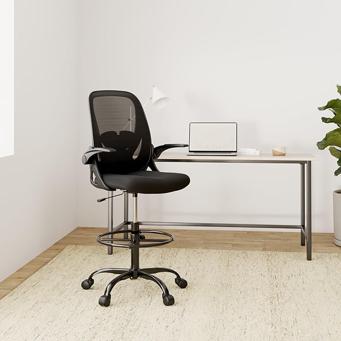 Drafting Chair Tall Office Chair with Flip-up Armrests Executive Ergonomic Computer Standing Desk Chair