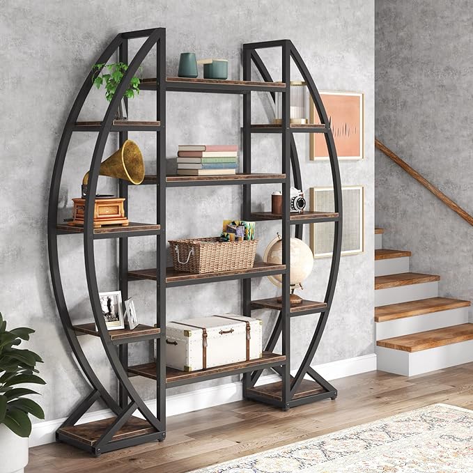 Triple Wide 5 Tier Etagere Bookcase