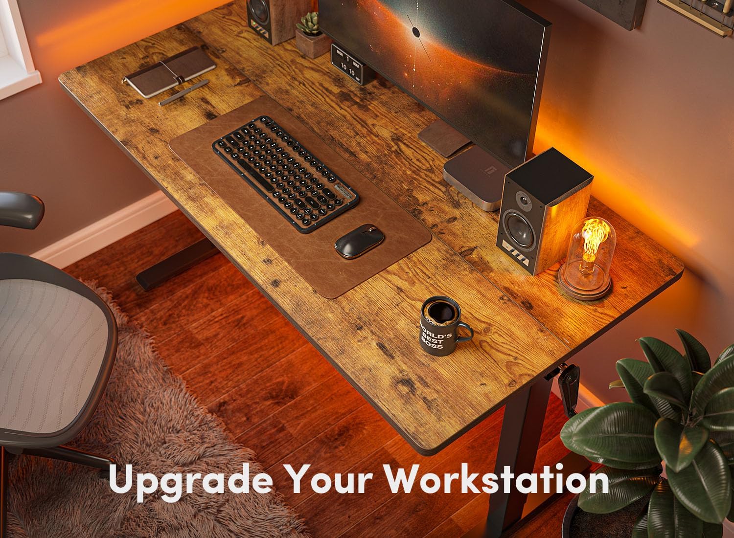 Crank Height Adjustable Desk, 48 Inches Manual Standing Desk