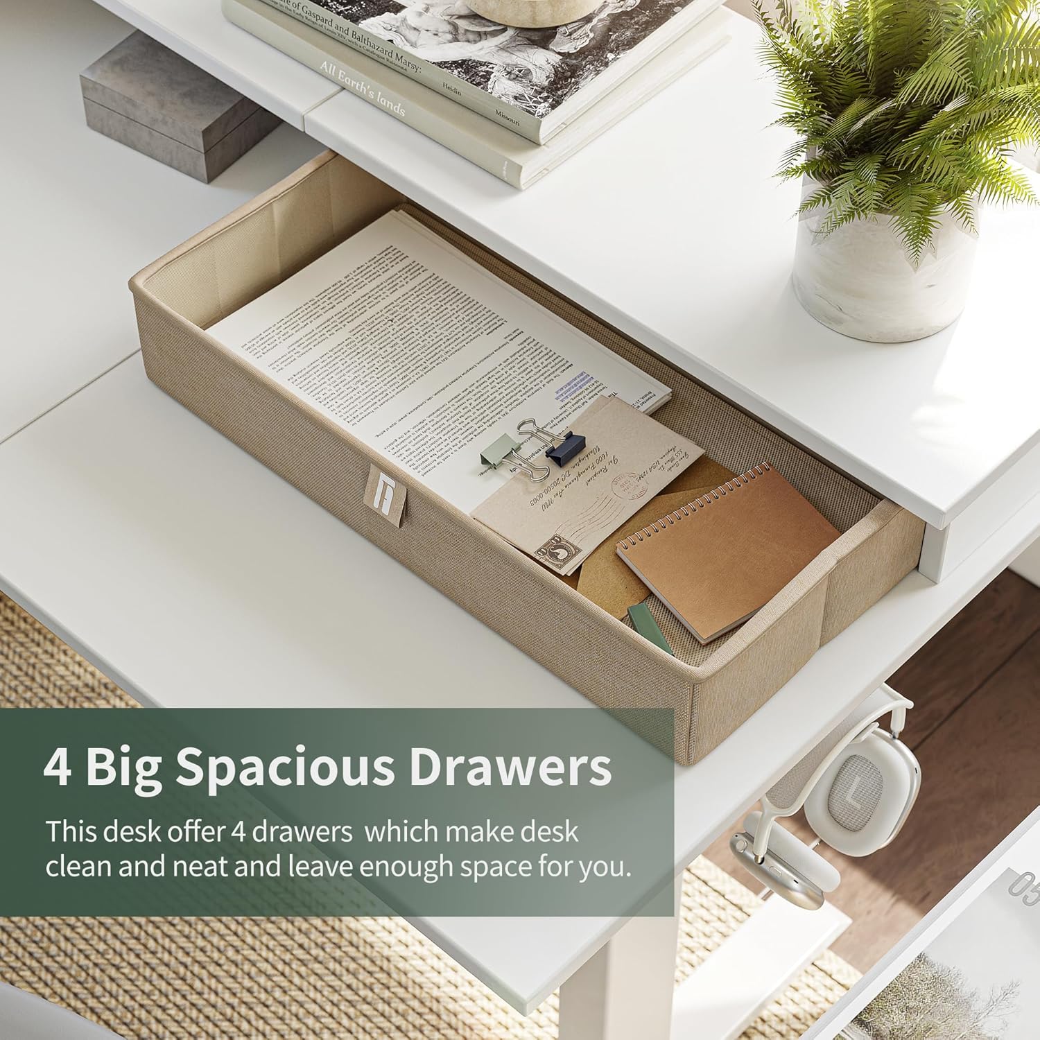 63" L Shaped Standing Desk with 4 Drawers, Electric Standing Gaming Desk Adjustable Height