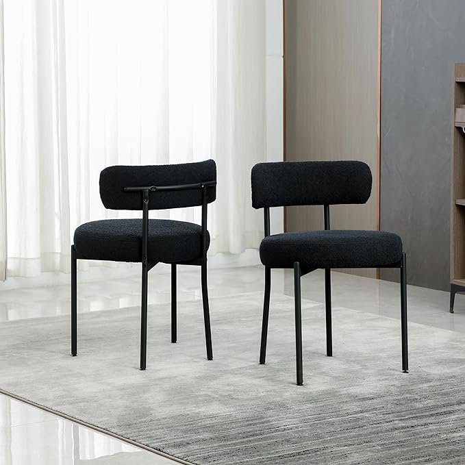 Black Dining Chairs Set of 2, Mid-Century Modern Dining Chairs