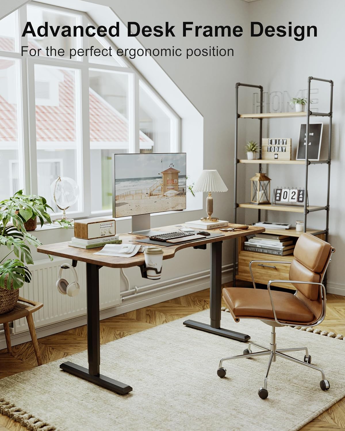 63"x28" L Shaped Standing Desk, Electric Stand up Height Adjustable Home Office Table