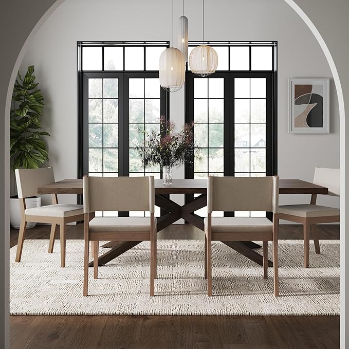 Modern Upholstered Dining Chair with Solid Rubberwood Legs