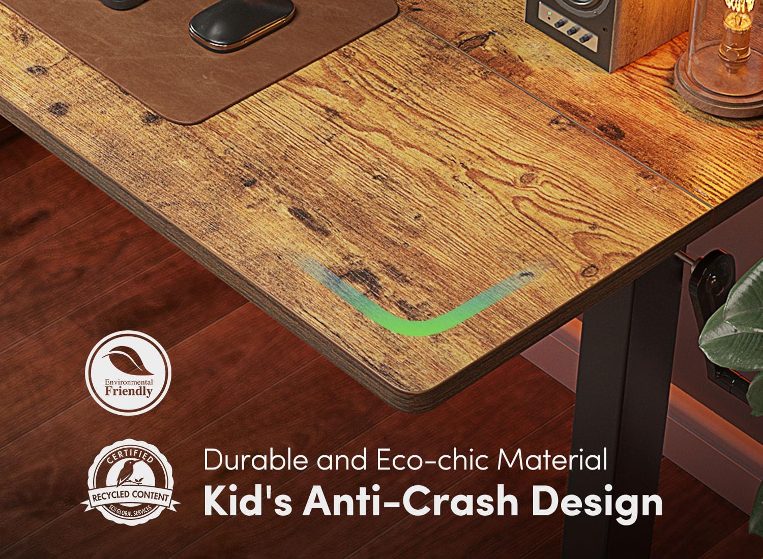 Crank Height Adjustable Desk, 48 Inches Manual Standing Desk