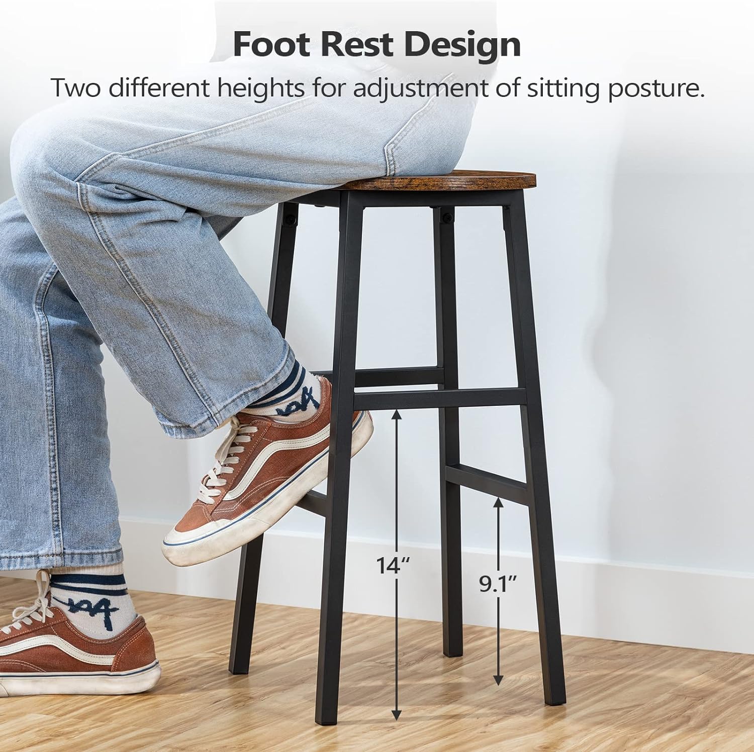 24.4 Inch Kitchen Breakfast Bar Stools, Industrial Bar Stools