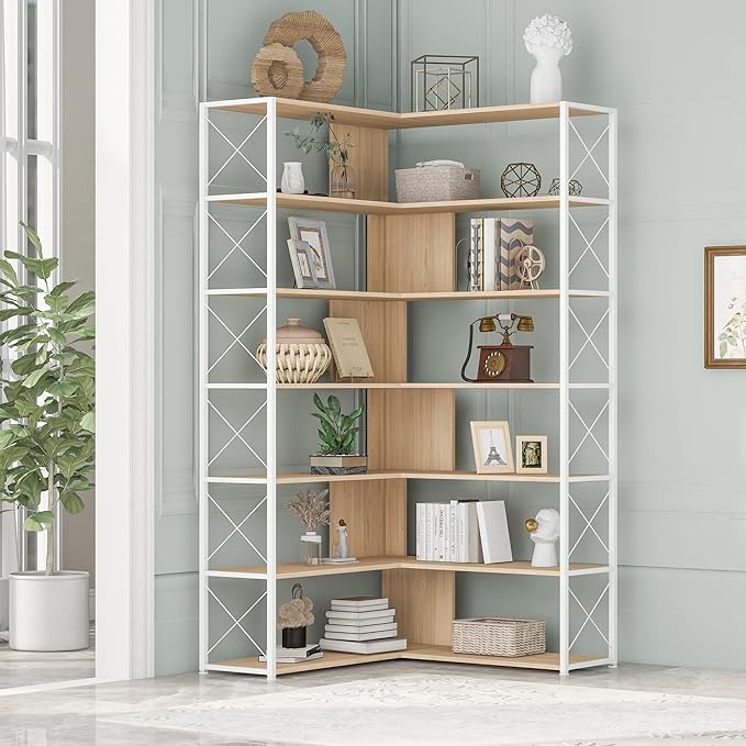 71" Tall Bookshelf, 7-Tier Bookcase