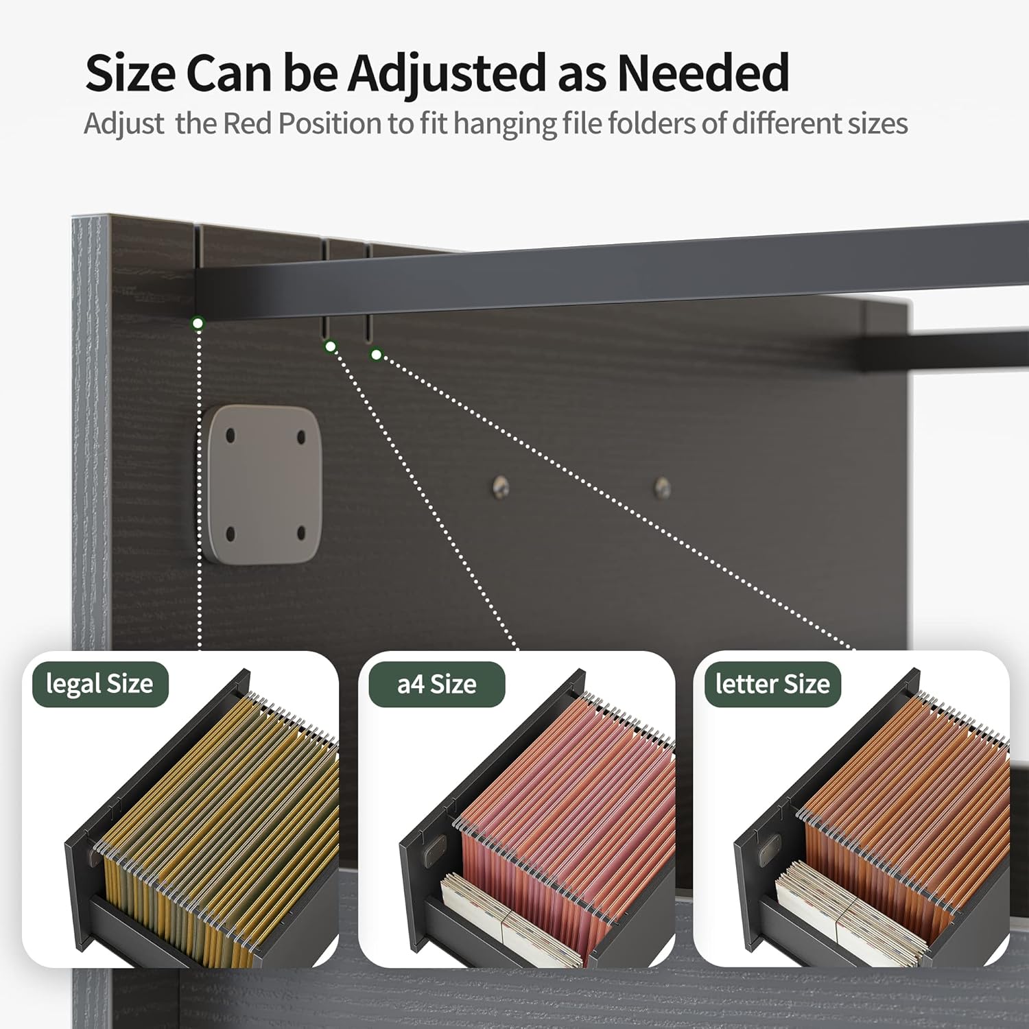 File Cabinet with Lock for Home Office, 3-Drawer Rolling Filing Cabinet, Home Office File Cabinet for A4/Letter/Legal Size