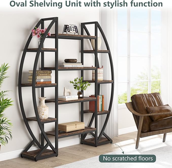 Triple Wide 5 Tier Etagere Bookcase