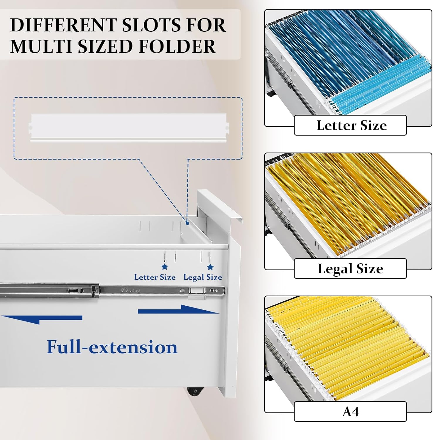 2 Drawer Mobile File Cabinet Top Storage Shelf, Rolling Metal Filing Cabinet for Legal & Letter File Anti-tilt Design with Lock