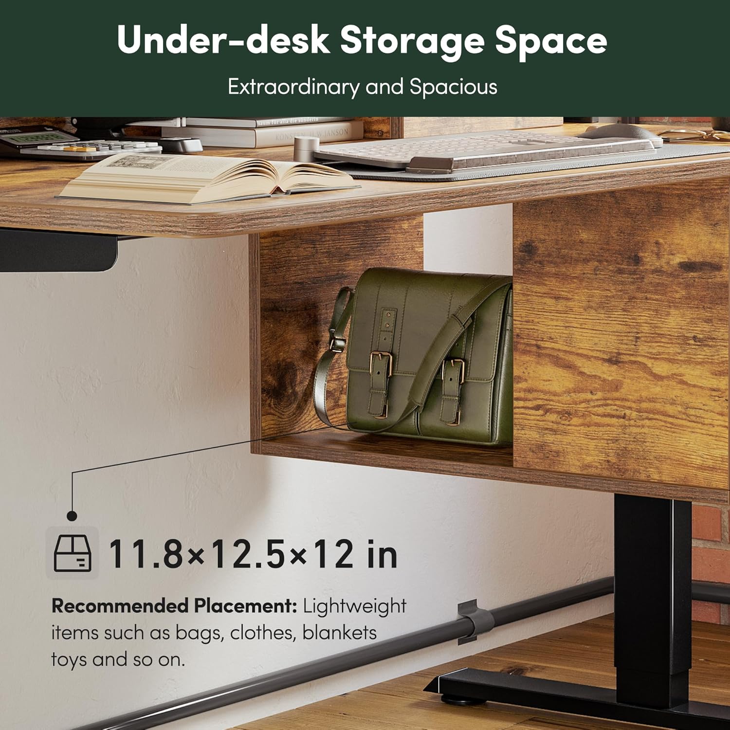 Whole-Piece Electric Standing Desk Adjustable Height with 3 Drawers, 48 x 24 inches Stand up Desk with Monitor Shelf