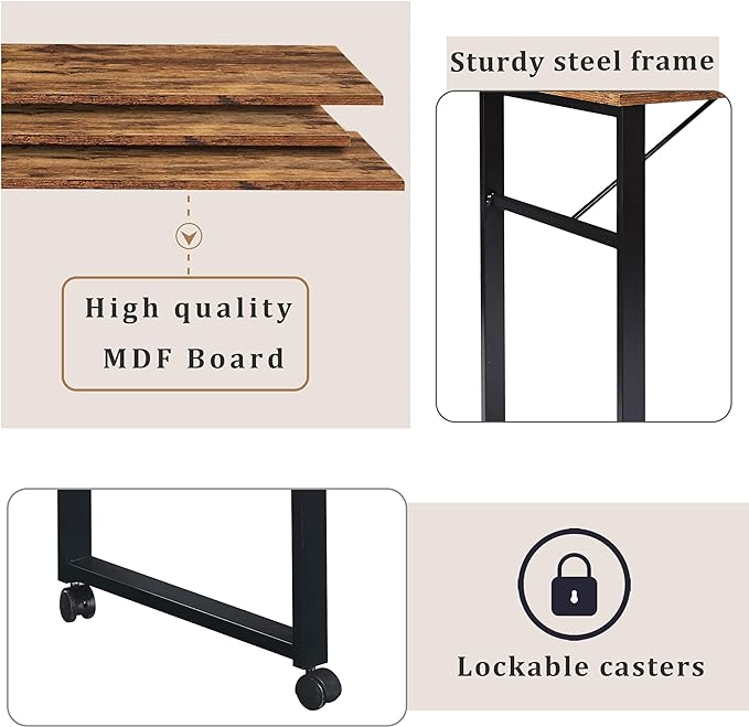 47" Rotating Computer Desk with Bookshelf