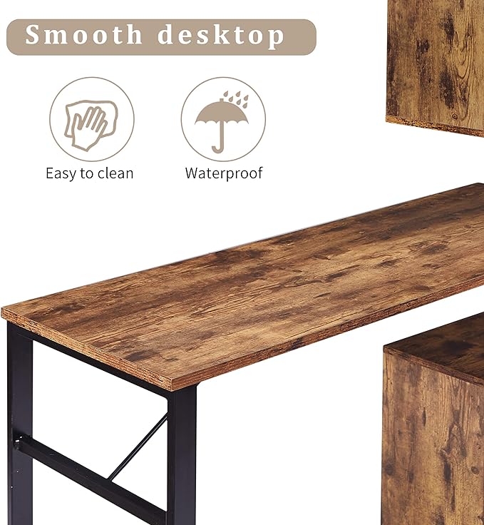 47" Rotating Computer Desk with Bookshelf