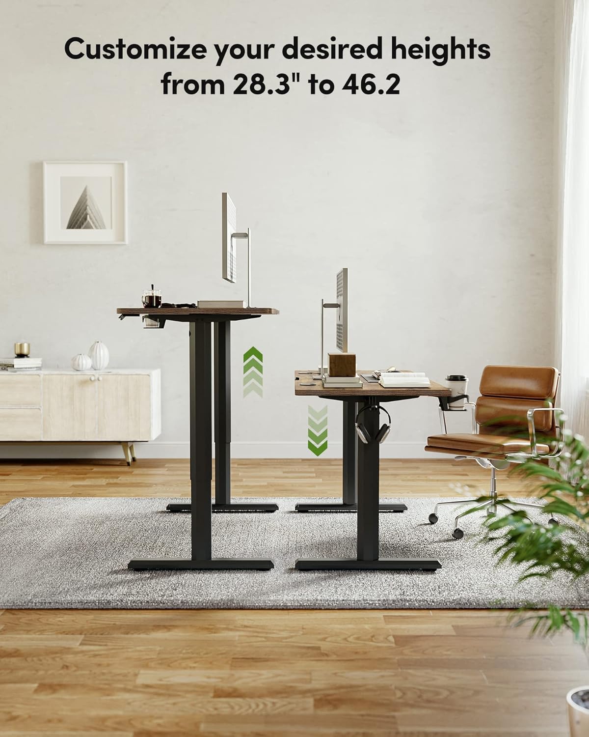 63"x28" L Shaped Standing Desk, Electric Stand up Height Adjustable Home Office Table