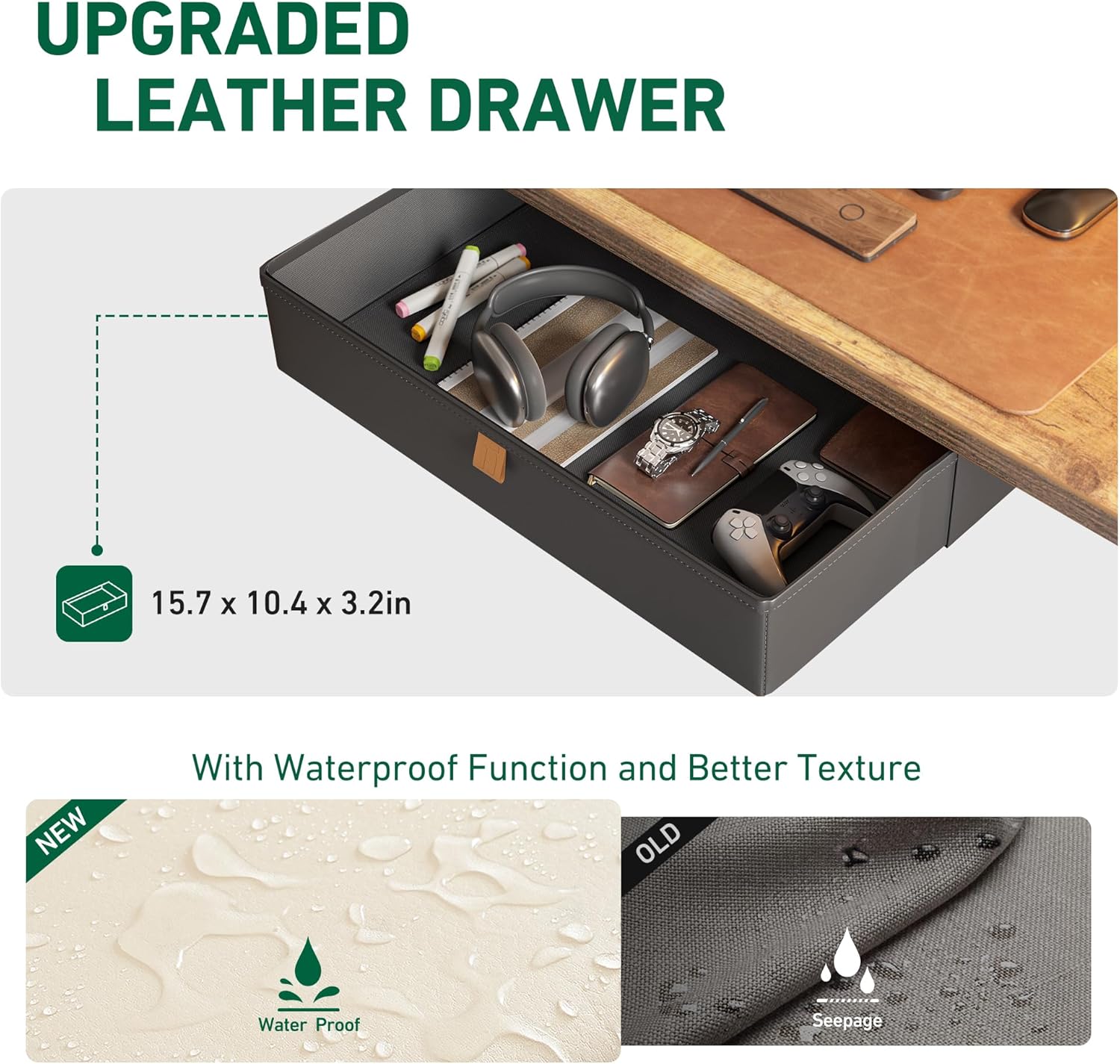 40 x 24 Inches Standing Desk with Drawer, Adjustable Height Electric Stand up Desk with Storage