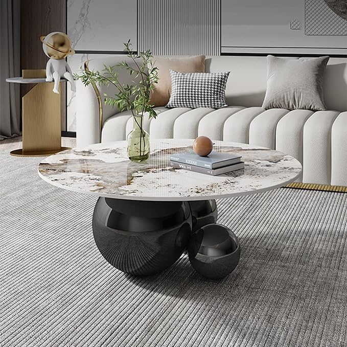 Creativity Coffee Table/Modern Transparent Round Stainless Steel End Table