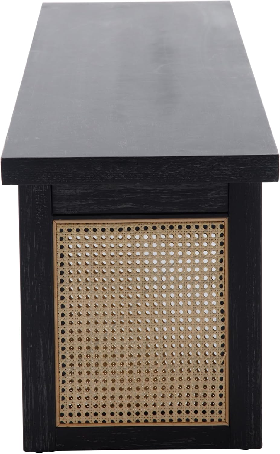 60" Wood Dining Bench with Rattan Fininsh, Farmhouse Indoor Kitchen Table Bench