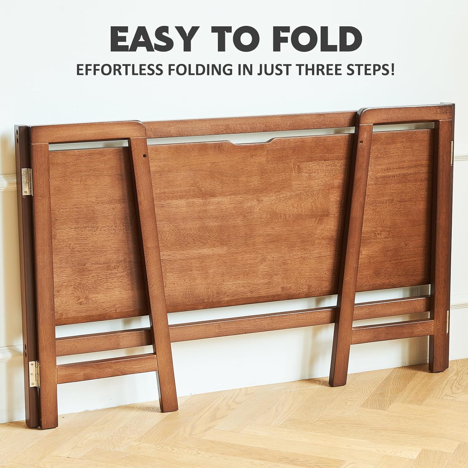 Solid Wood Folding Desk Mid Century Modern Desk, 39'' Foldable Writing Computer Desk for Home Office, Simple Study Makeup Workstation