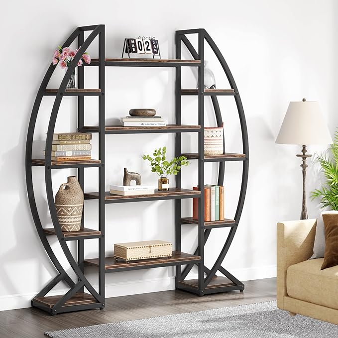Triple Wide 5 Tier Etagere Bookcase