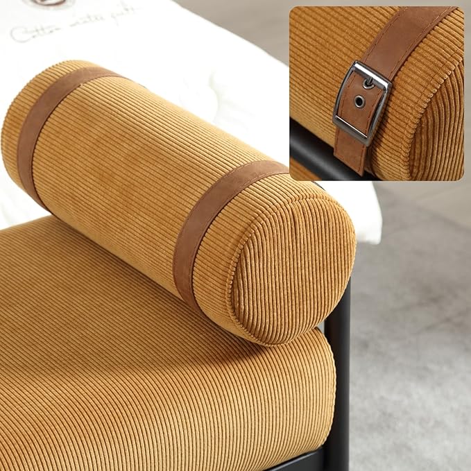 Modern Ottoman Bench, Chenille Upholstered Entryway Bench Bedroom Bench