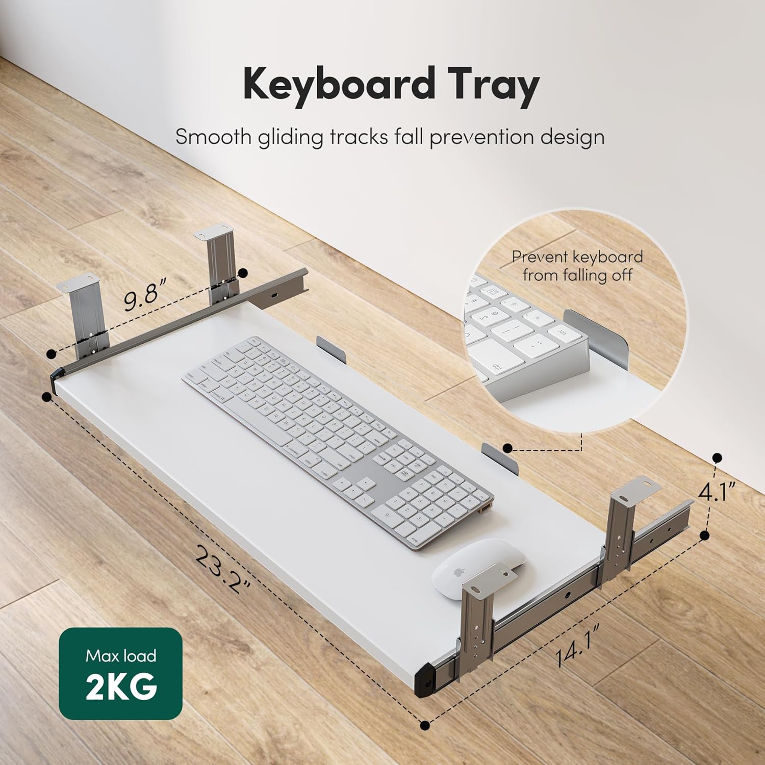 Standing Desk with Keyboard Tray, 48 × 24 Inches Electric Height Adjustable Desk