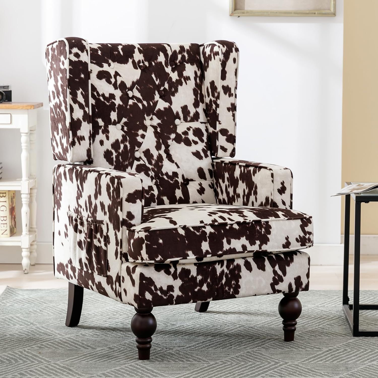 Tufted Accent Chair, Modern Upholstered Wingback Side Arm Chair