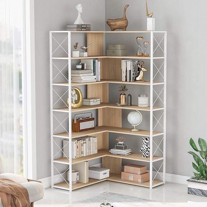 71" Tall Bookshelf, 7-Tier Bookcase