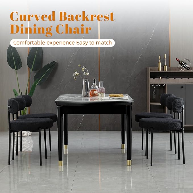 Black Dining Chairs Set of 2, Mid-Century Modern Dining Chairs