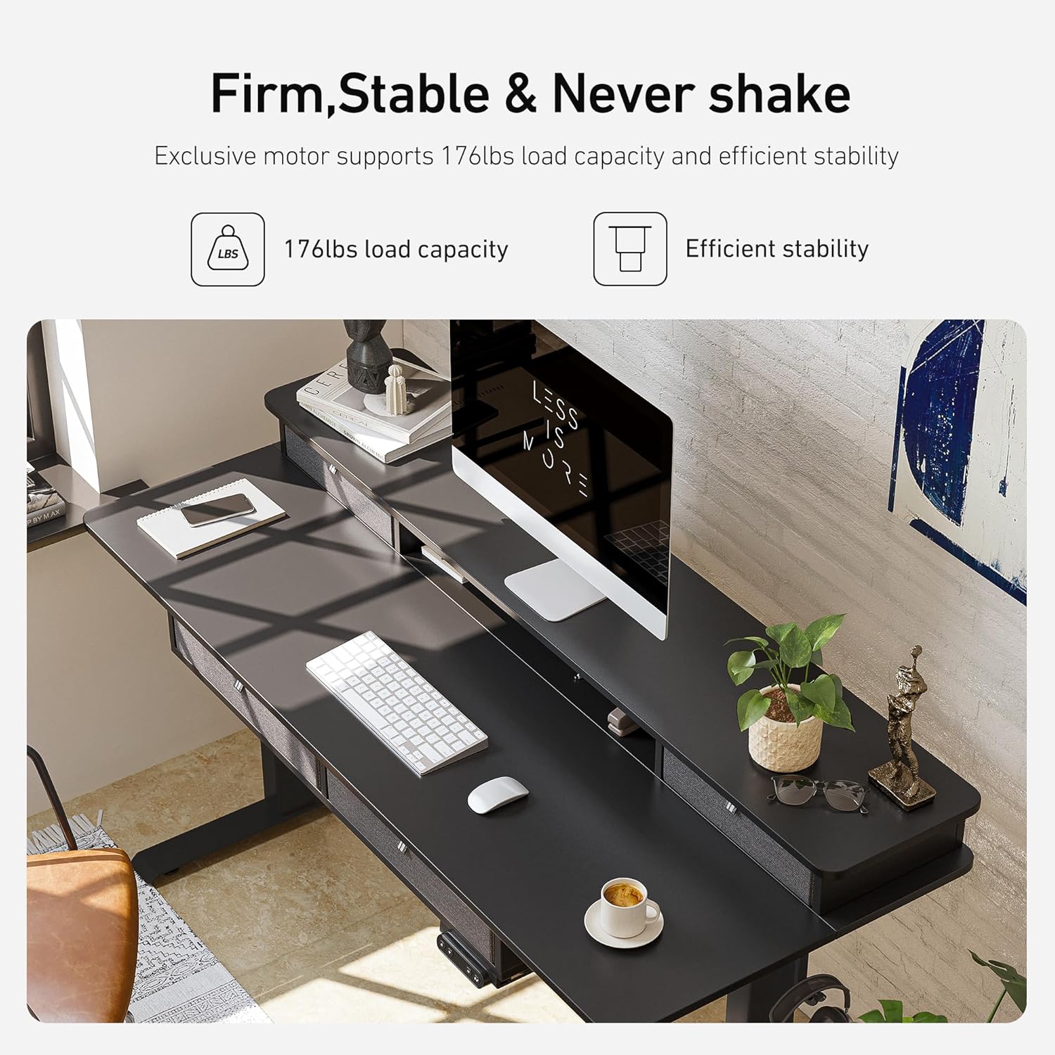 Sturdy Height Adjustable Electric Standing Desk with Drawers