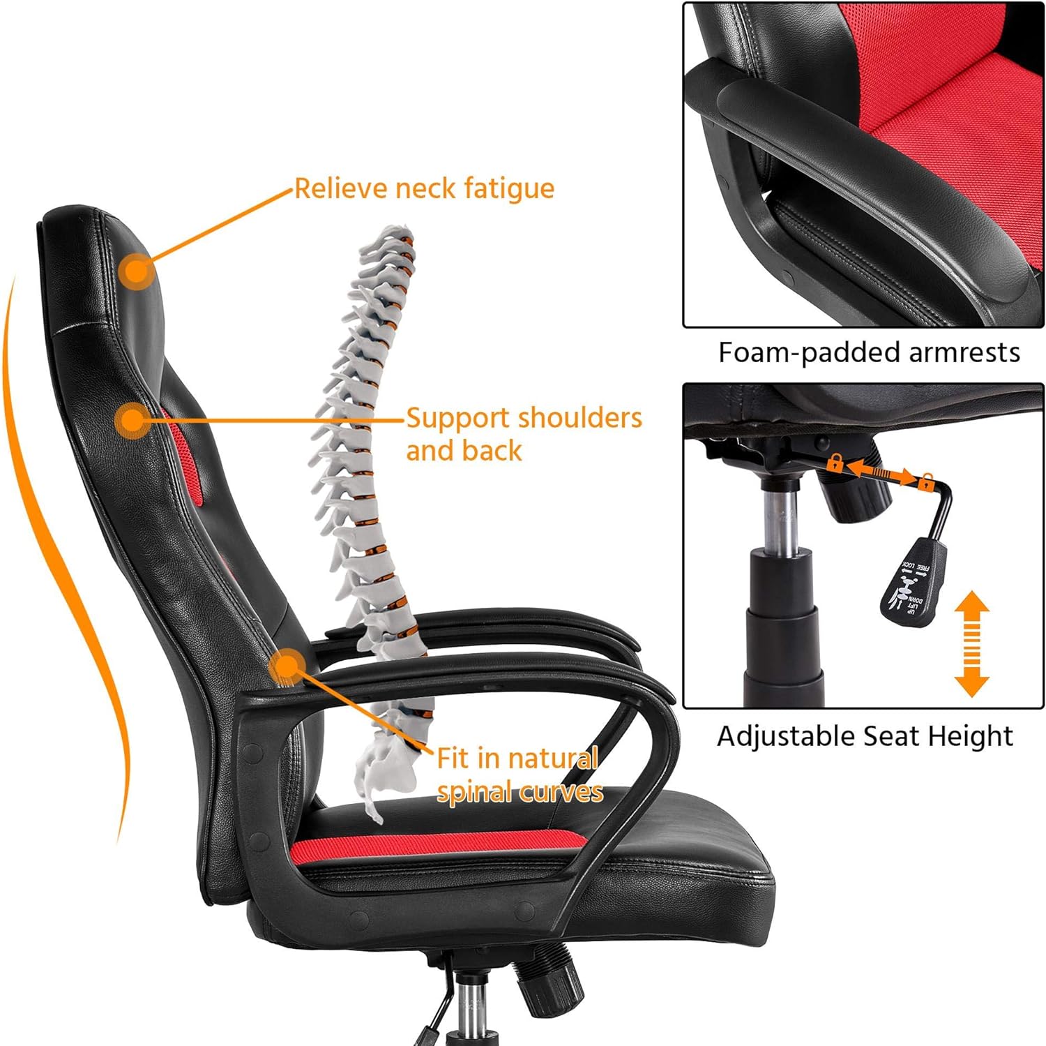 Video Gaming Chair Racing Chair Lumbar Support Desk Chair Ergonomic Computer Chair